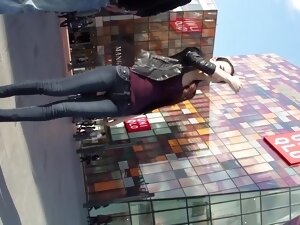 Chinese model walk down on the street with nice ass