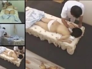 Brunette from Japan gets massaged on a hidden camera