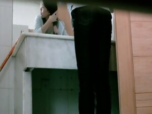Gorgeous Asian cutie caught on toilet by a spy cam